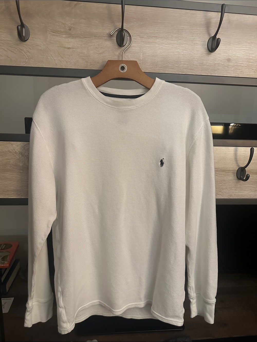 Polo by Ralph Lauren Cream Waffle-Knit Long Sleeve Crew
